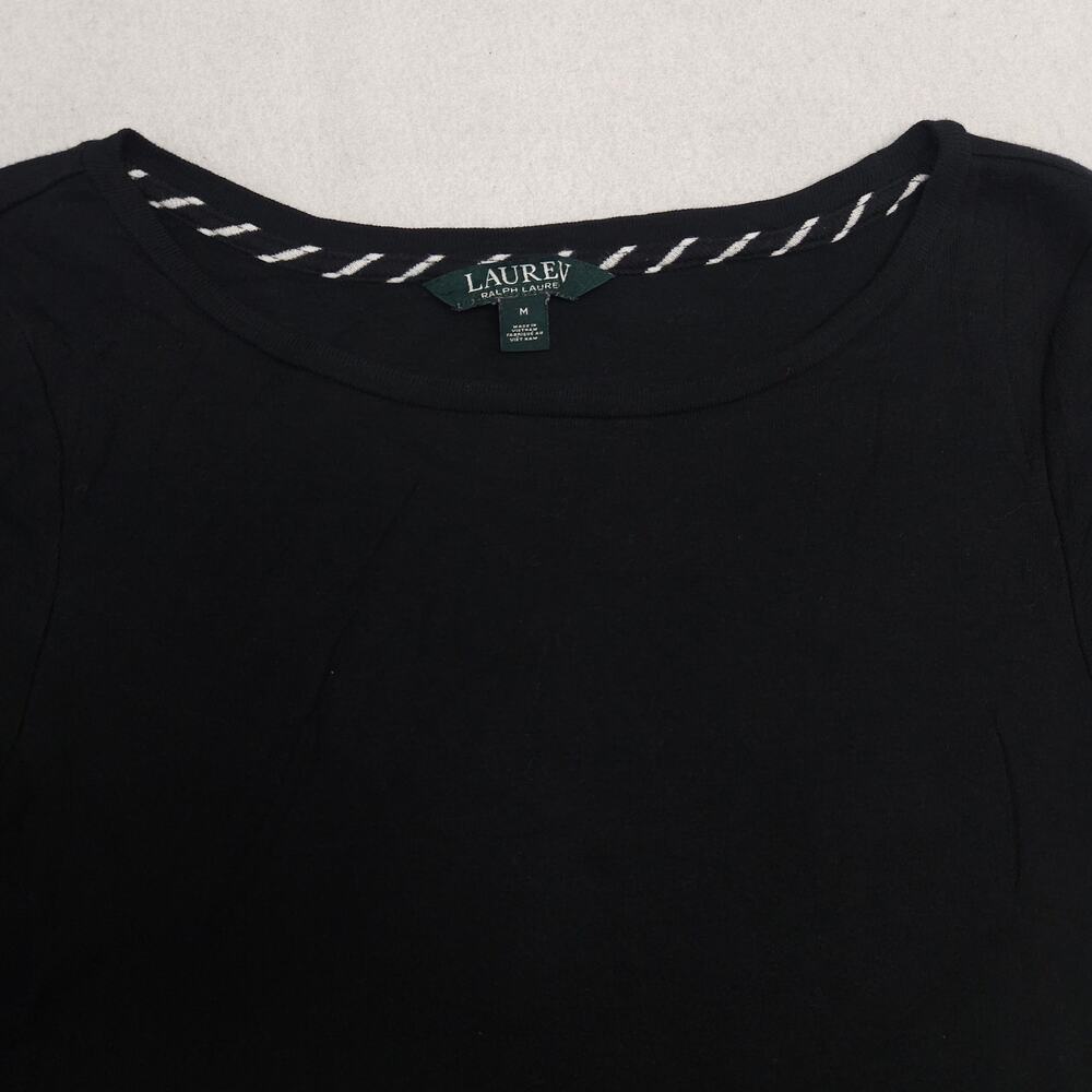 Lauren Ralph Lauren Casual Short Sleeve Crew NeckT Shirt Womens Size M Black